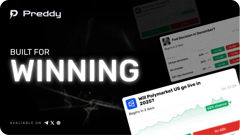 Promotional creative for Preddy prediction markets