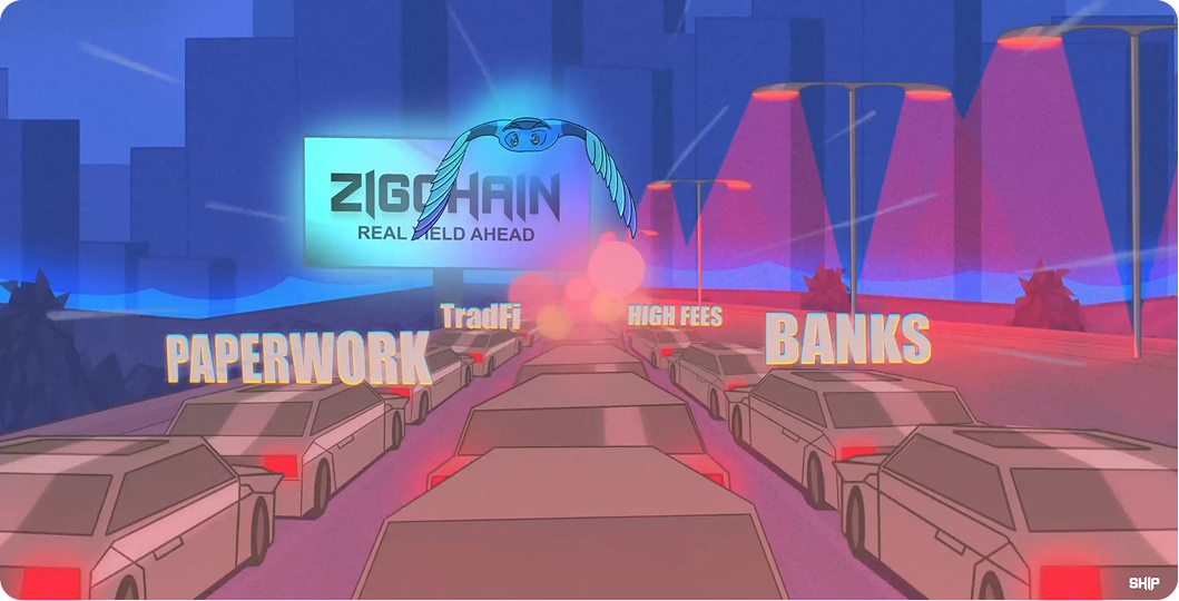Intro scene contrasting TradFi and ZIGChain